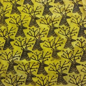 Swanky Hankies Yellow Silk Scarf with Black Deer